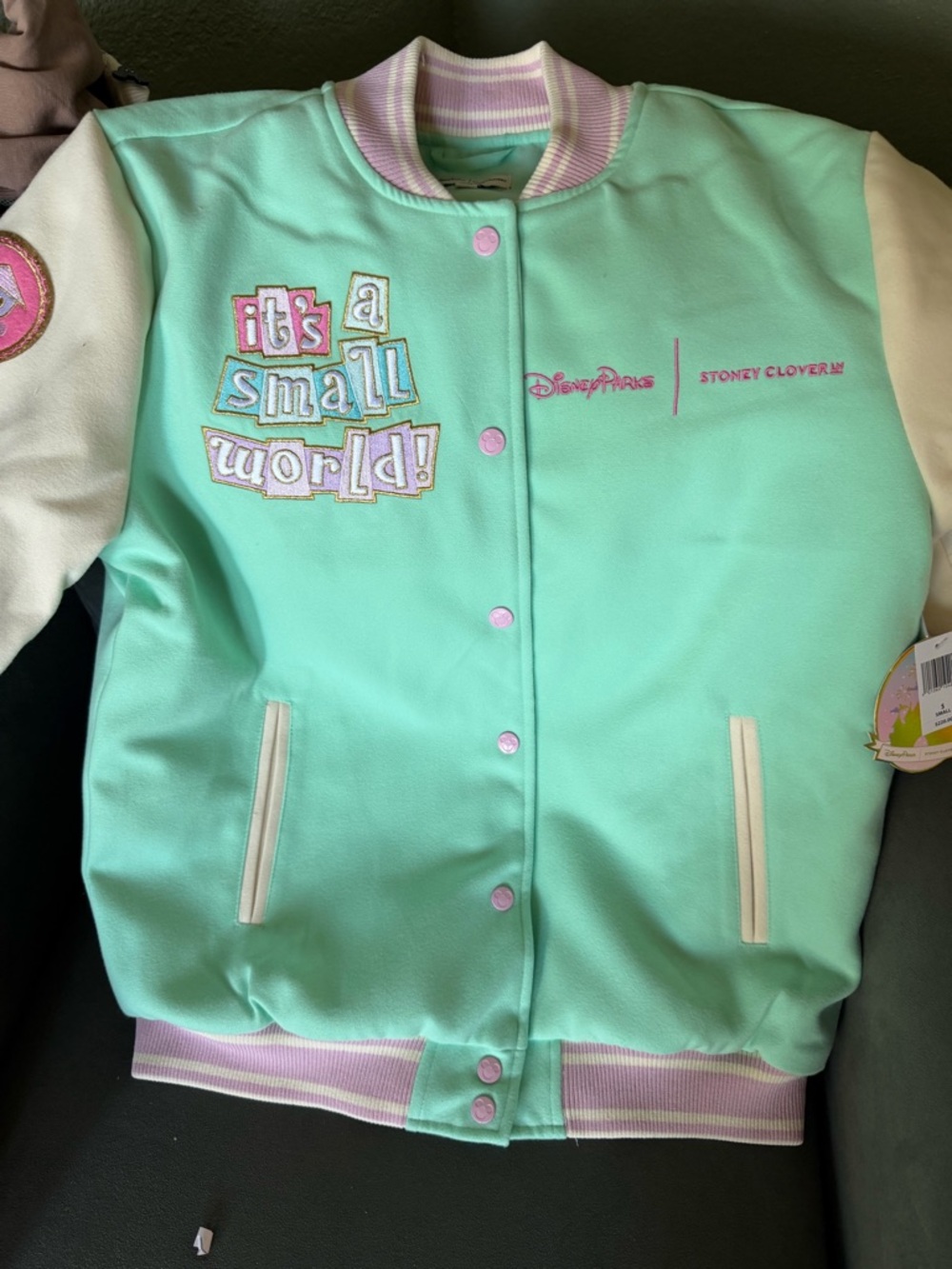 Stoney Clover Disney Parks 'it's a small world!' Pastel Varsity Jacket
